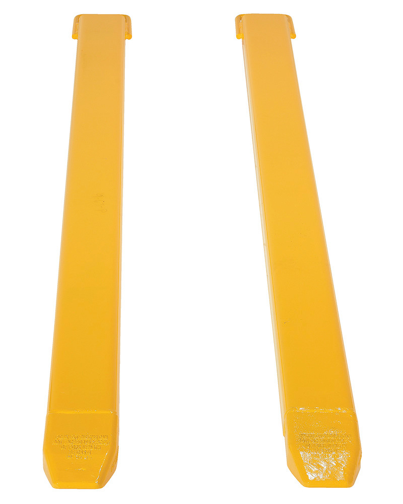 Fork Extensions - Standard Pair - 90L x 4W In - Steel Construction - Powder-Coated Yellow Finish - 3