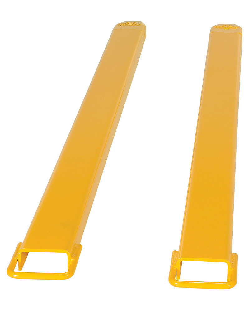 Fork Extensions - Standard Pair - 84L x 4W In - Steel Construction - Powder-Coated Yellow Finish - 4