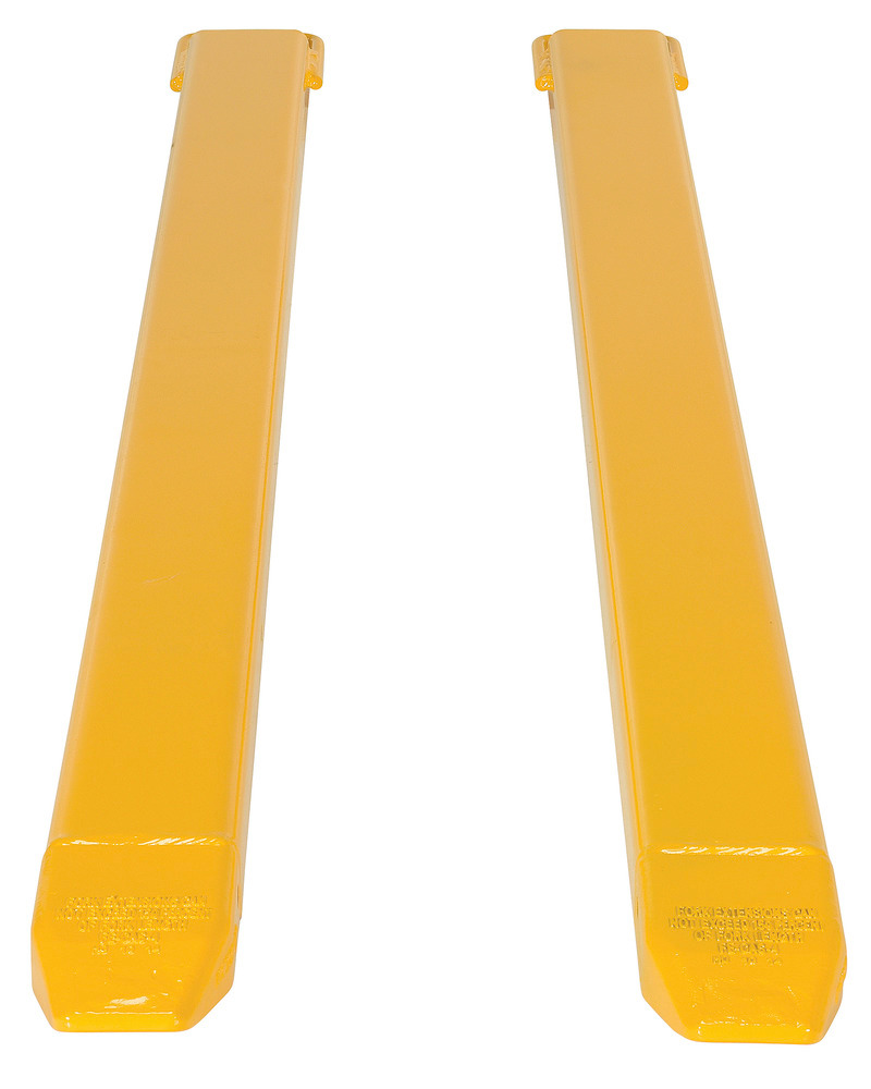 Fork Extensions - Standard Pair - 84L x 4W In - Steel Construction - Powder-Coated Yellow Finish - 3