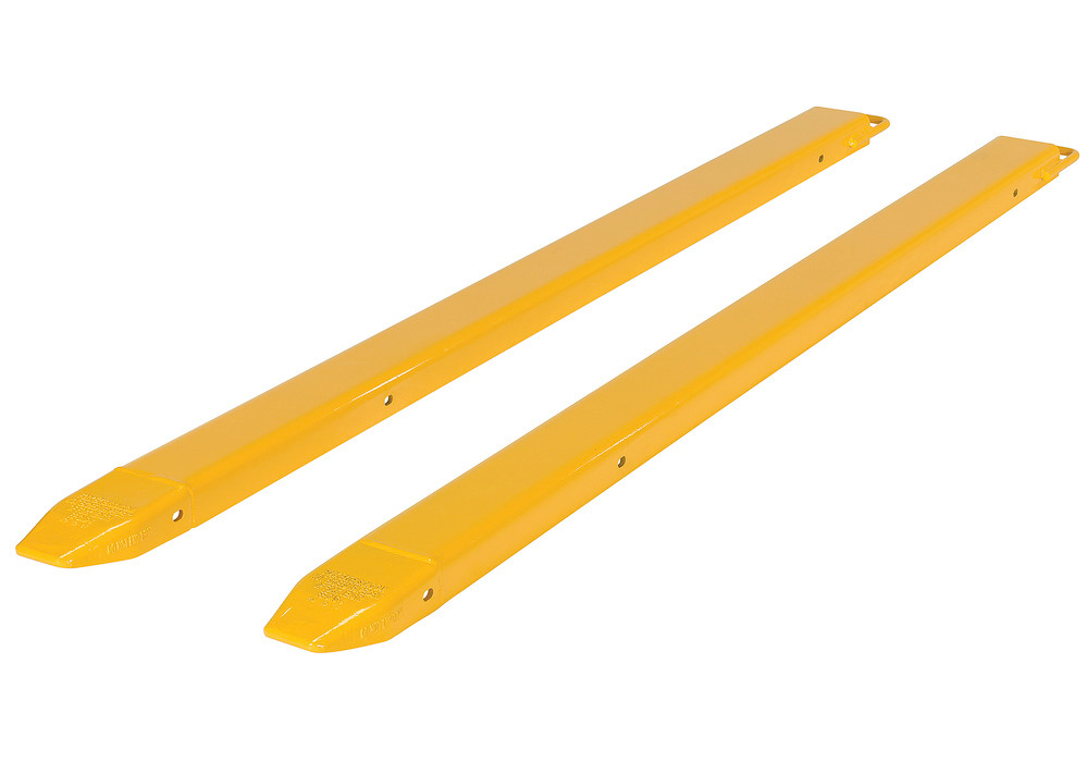 Fork Extensions - Standard Pair - 84L x 4W In - Steel Construction - Powder-Coated Yellow Finish - 2
