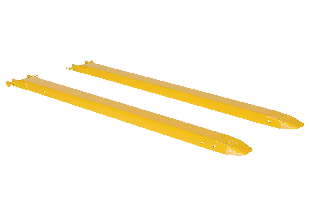 Fork Extensions - Pin Style - 72L x 4W In - Steel Construction - Powder-Coated Yellow Finish - 1