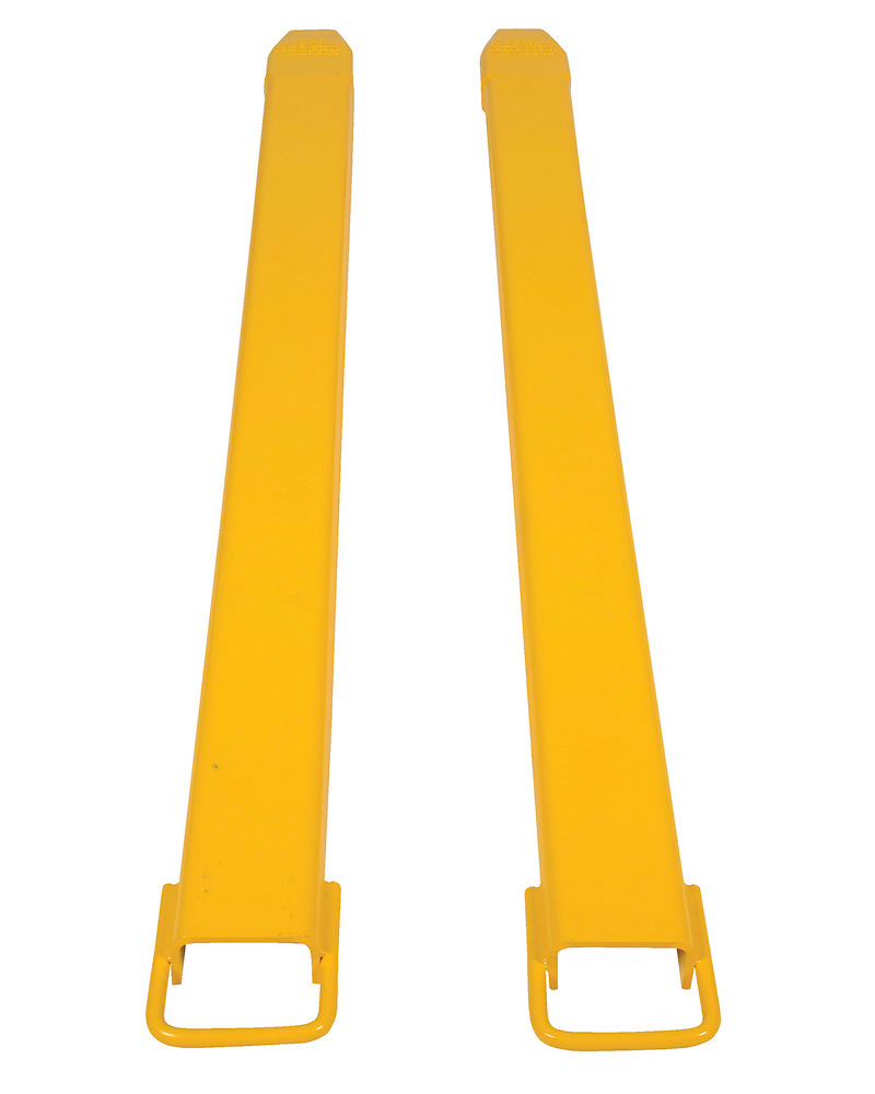 Fork Extensions - Standard Pair - 72L x 4W In - Steel Construction - Powder-Coated Yellow Finish - 3
