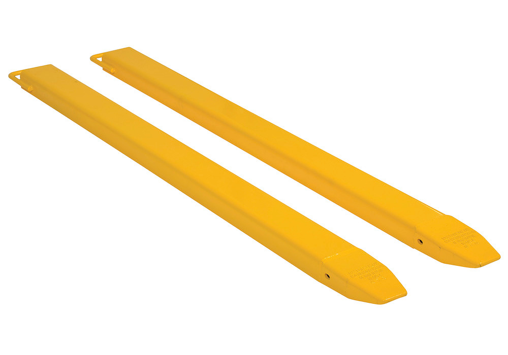 Fork Extensions - Standard Pair - 72L x 4W In - Steel Construction - Powder-Coated Yellow Finish - 2