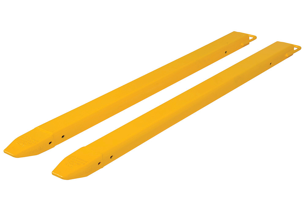 Fork Extensions - Standard Pair - 72L x 4W In - Steel Construction - Powder-Coated Yellow Finish - 1