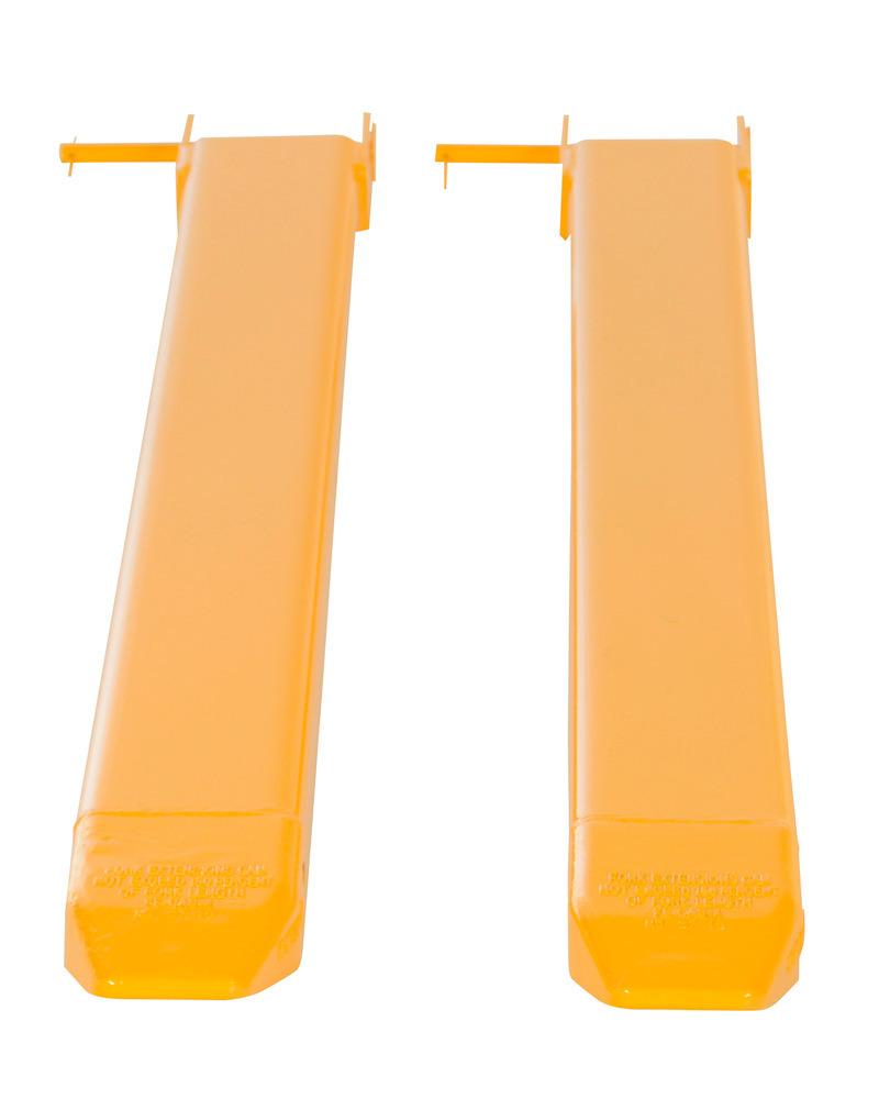 Fork Extensions - Pin Style - 63L x 4W In - Steel Construction - Powder-Coated Yellow Finish - 3