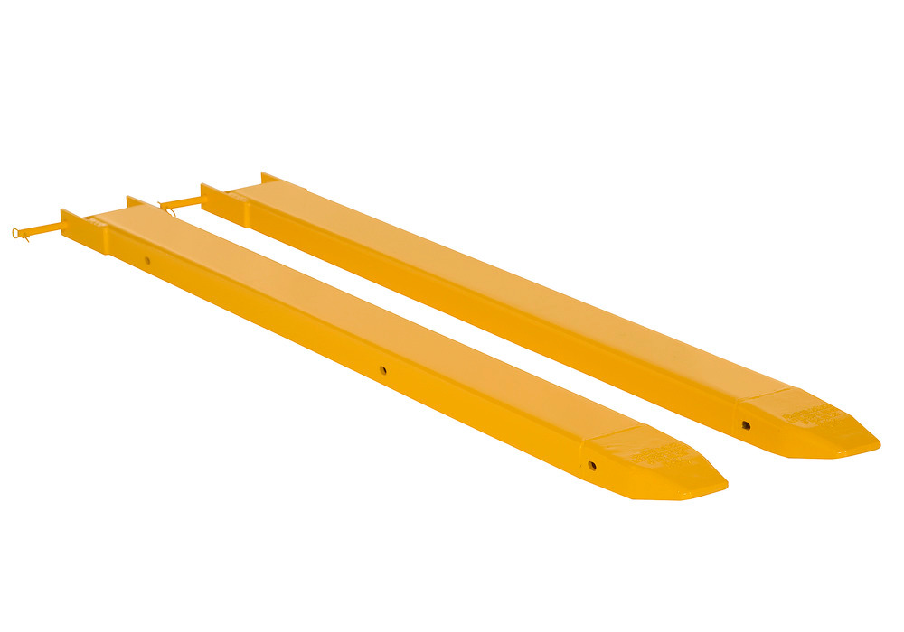Fork Extensions - Pin Style - 63L x 4W In - Steel Construction - Powder-Coated Yellow Finish - 1