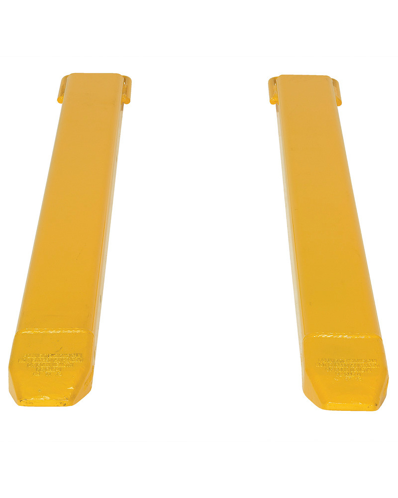Fork Extensions - Standard Pair - 63L x 4W In - Steel Construction - Powder-Coated Yellow Finish - 3