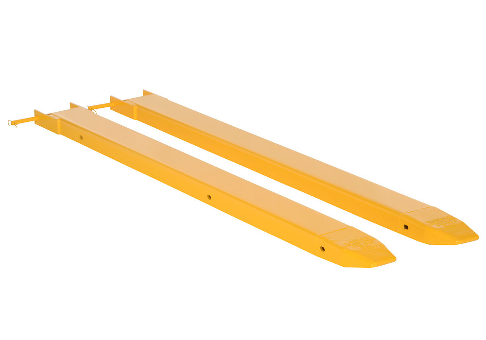 Fork Extensions - Pin Style - 54L x 4W In - Steel Construction - Powder-Coated Yellow Finish - 1