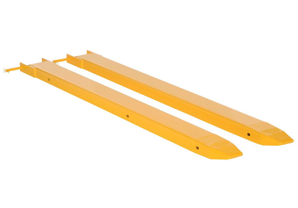 Fork Extensions - Pin Style - 111L x 4W In - Steel Construction - Powder-Coated Yellow Finish - 1