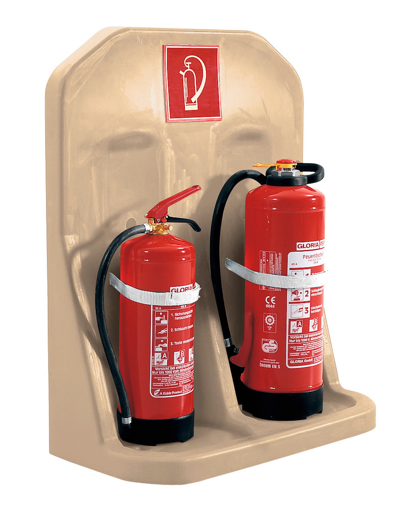 Tűzoltó készülék fali tartó, 2 palackhoz, bézs színű - 1