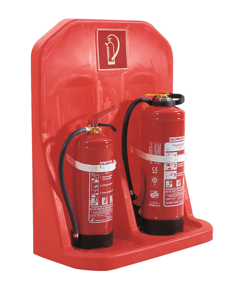 Veggholder for brannslukkere til 2 flaske, rød - 1