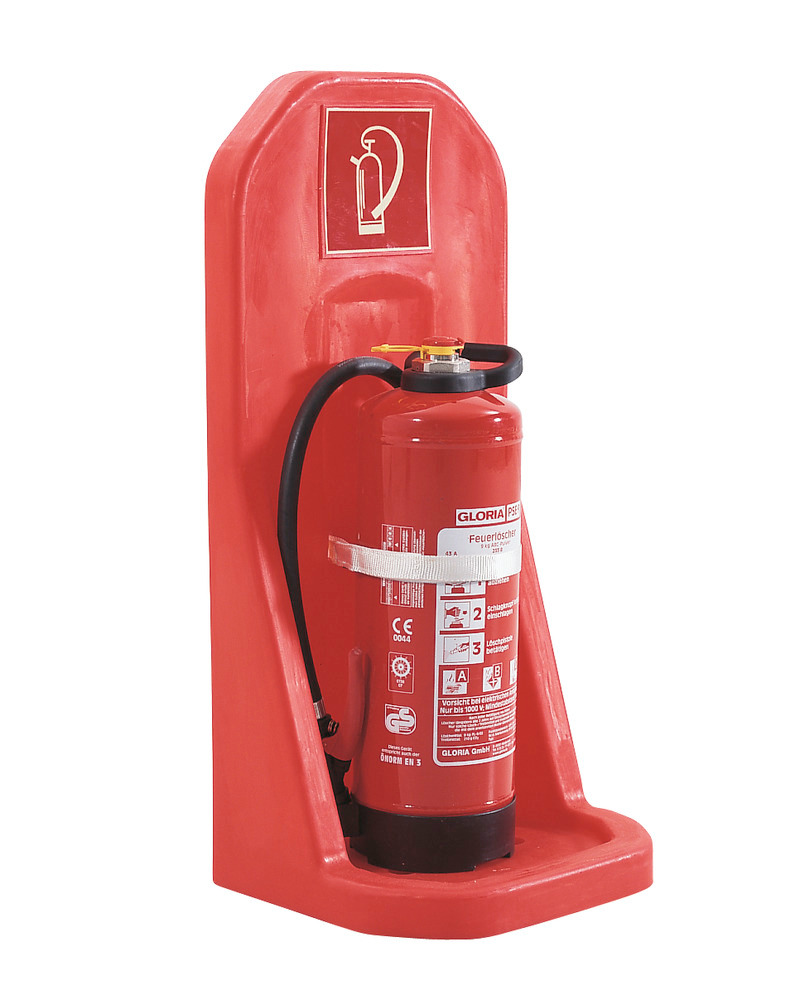 Veggholder for brannslukkere, til 1 flaske, rød - 1