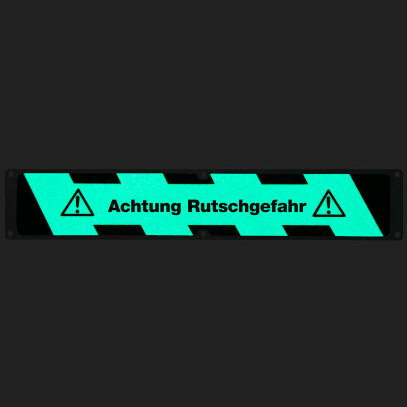 Antirutschplatte, Aluminium m2, nachl. SG, "Achtung Rutschgefahr", 635 x 114 mm - 1