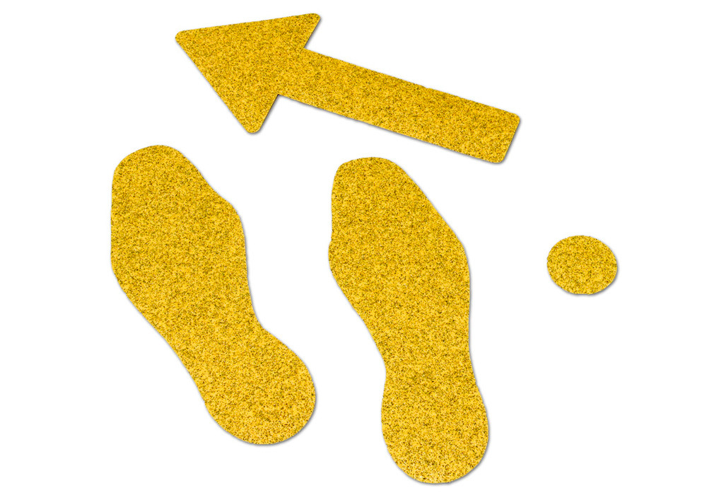 m2-Antirutschbelag™, Hinweismarkierung, Public 46, gelb, Schuhform,95 x 265 mm (1Paar),VE=10 St - 2