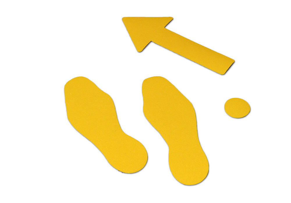 m2-Antirutschbelag™, Hinweismarkierung, verformbar, gelb, Schuhform,95 x 265 mm (1Paar),VE=10 St - 2