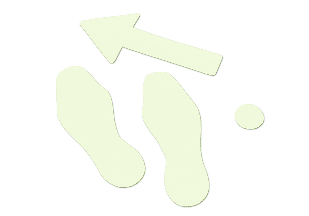 m2-Antirutschbelag™, označenie pokynov, luminiscenčné, forma obuv 95 x 265 mm (1pár) - 2