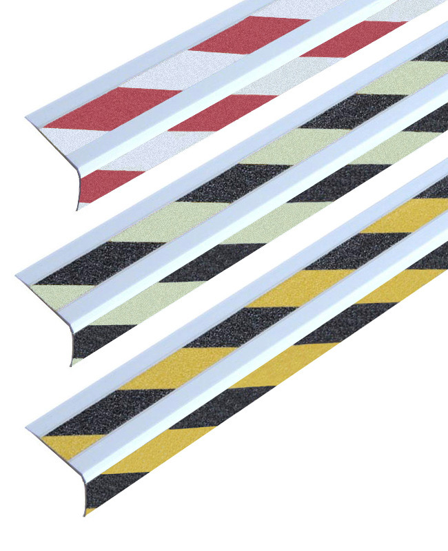 Sklisikker trappeprofil, m2, rød/hvit, B 1000 mm, 2 striper - 1