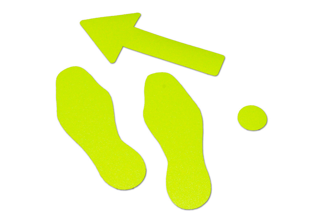 m2 skridsikker afmærkning™, markering, signalfarve gul, fodspor 95 x 265 mm, stk. pr. pakke = 10 par - 2