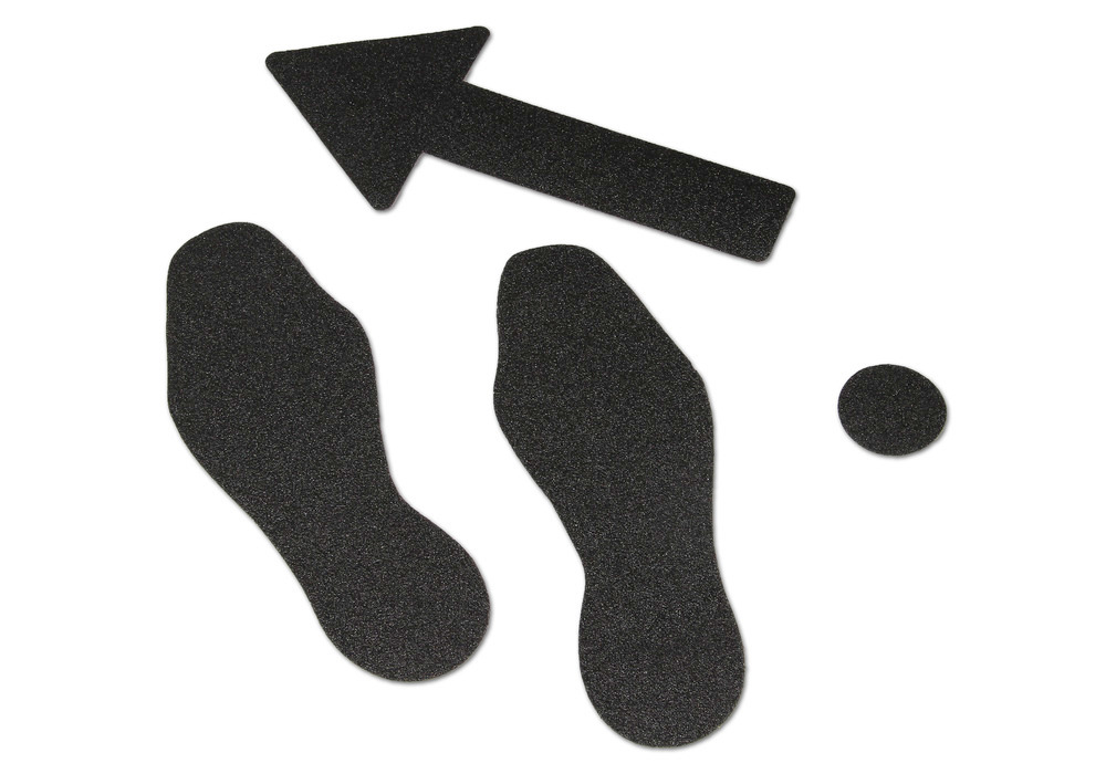 Marca advertencia Antirutschbelag™ Universal, negro, forma zapato, 95 x 265 mm (1 par), 10 uds. - 2
