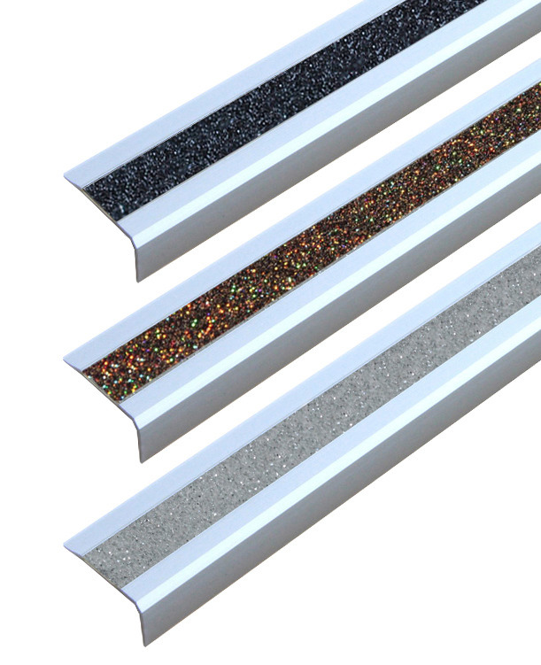 Antirutschtreppenkantenprofil, Aluminium m2, GlitterGrip, schwarz, B 610 mm, klebbar - 3