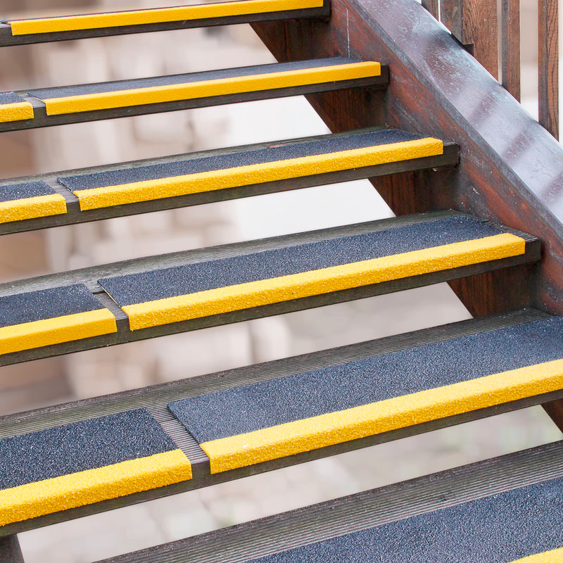 Anti-slip edge profile GRP, extra strong, black, front yellow, W 2500 mm - 1