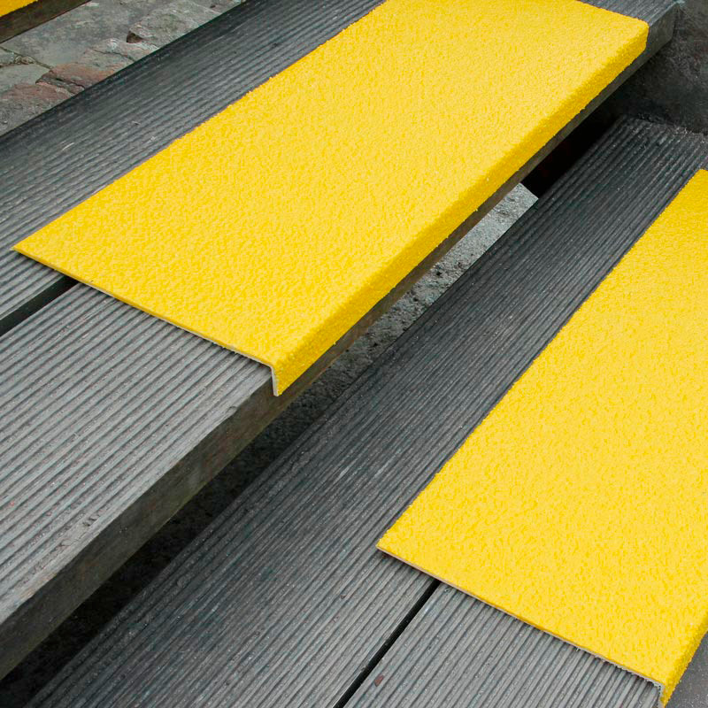 Perfil de borde antideslizante fibra de vidrio, extra resistente, amarillo, ancho 800 mm - 1