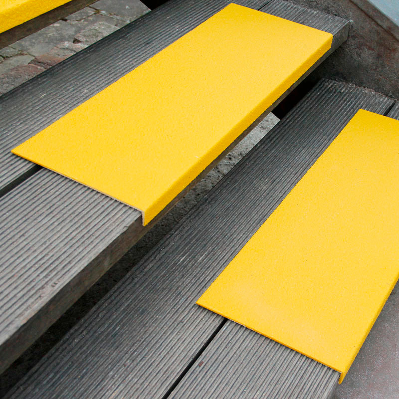 Perfil de borde antideslizante fibra de vidrio, medio, amarillo, ancho 600 mm - 1