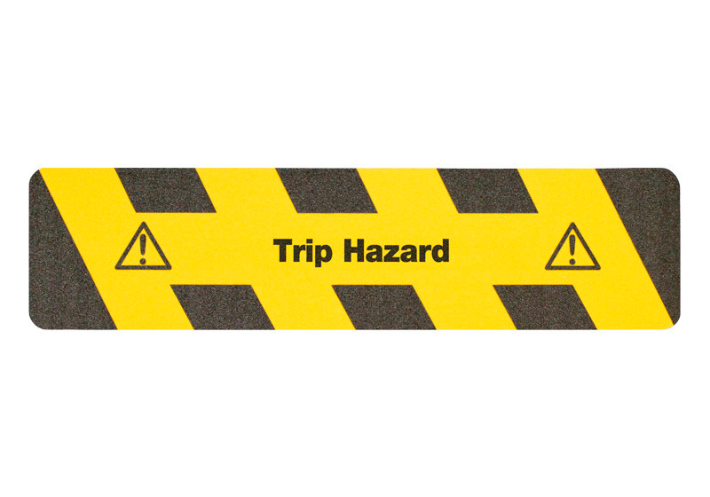 m2 wykładzina antypoślizgowa™, ostrzegawcza, czarno-żółta, „Trip Hazard”, pas 150 x 610 mm