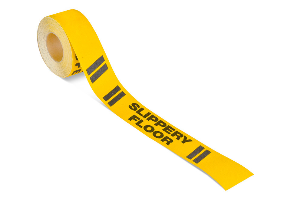 Sinal advertência m2-Antirutschbelag™ preto/amarelo, "Slippery Floor", rolo 75 mm x 18,3m - 1