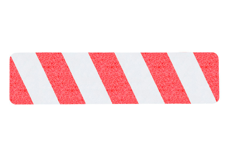 m2 anti-slip tape™, warning mark, red/white, strips 150 x 610 mm, pack = 10 pieces