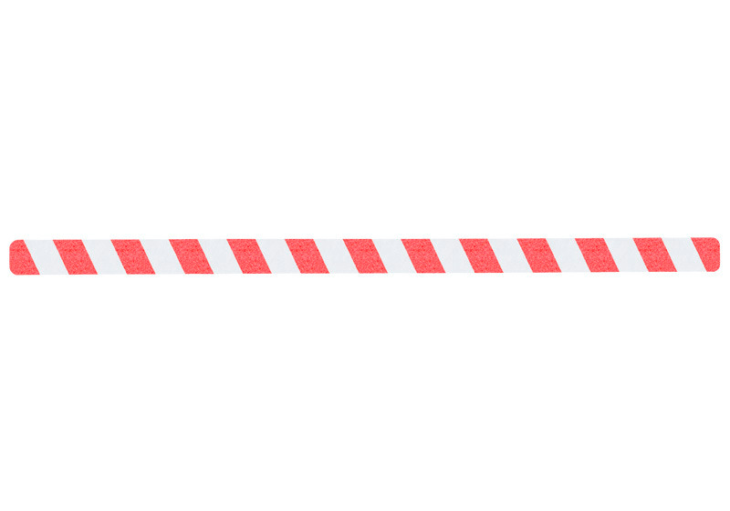 m2-liukuestesuoja™, varoitusmerkki, punainen/valkoinen, yksittäisliuskat 50 x 1000 mm, PY =10 kpl