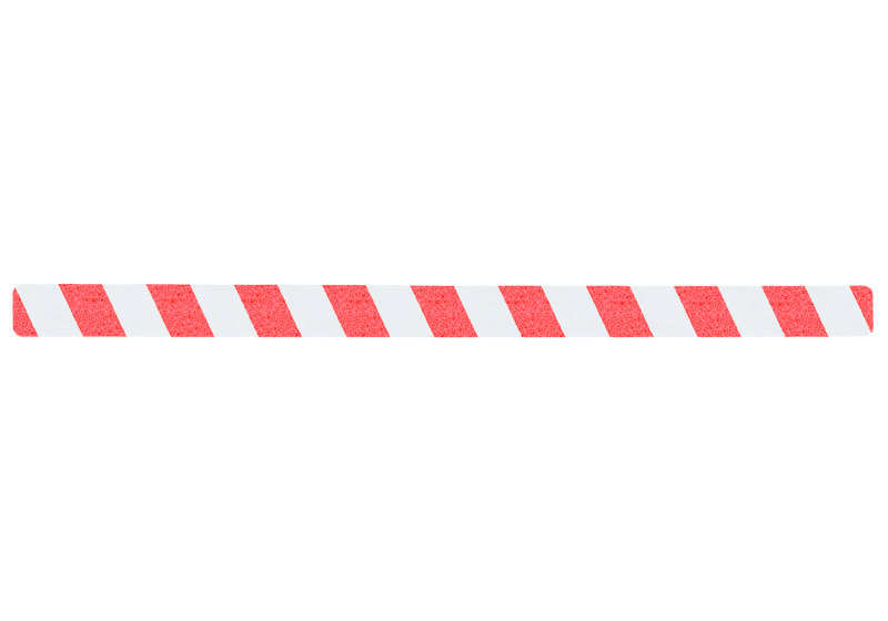 Sinalização de advertência antiderrapante, vermelho/branco, 50x800 mm, 10 unidades - 1