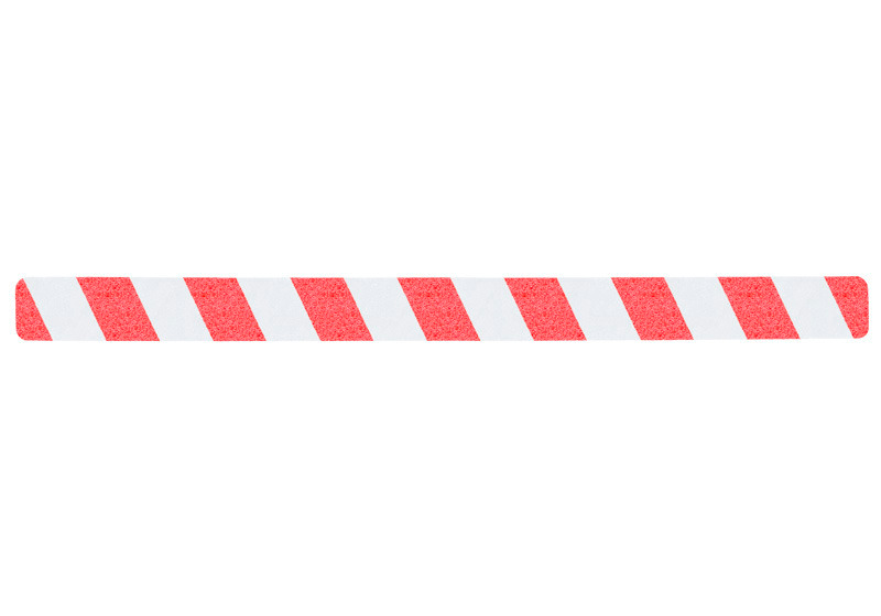 Sinalização de advertência antiderrapante, vermelho/branco, 50x650 mm, 10 unidades - 1