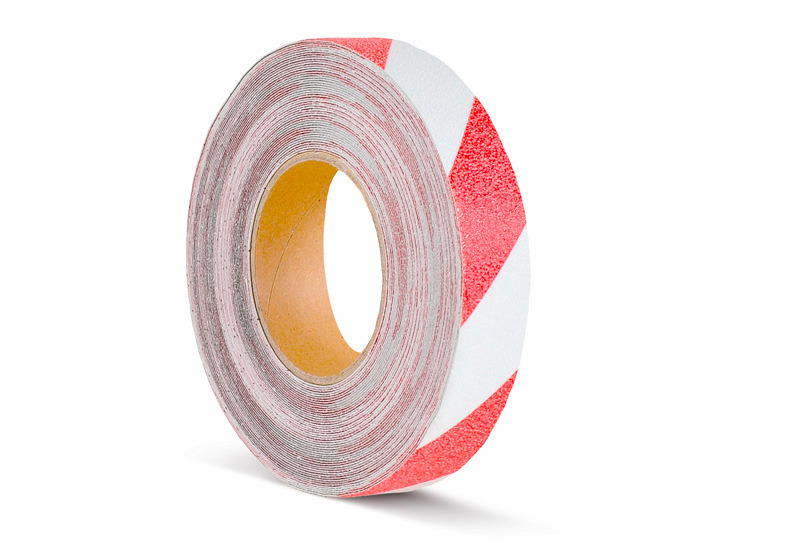 Señalización advertencia, rojo/blanco, rollo 25 mm x 18,3 m: Antirutschbelag™ - 1