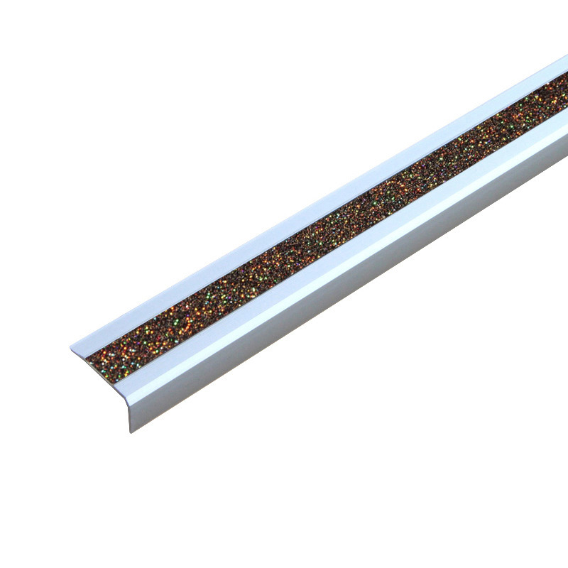 Krawędziowy schodowy profil antypoślizgowy, aluminium m2, GlitterGrip, złoty, szer. 1000 mm, klejony - 1