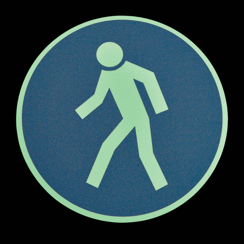 m2-Antirutschbelag™, Bodenmarkierungssymbol, nachleuchtend, "Für Fußgänger", Kreis 400 mm - 1