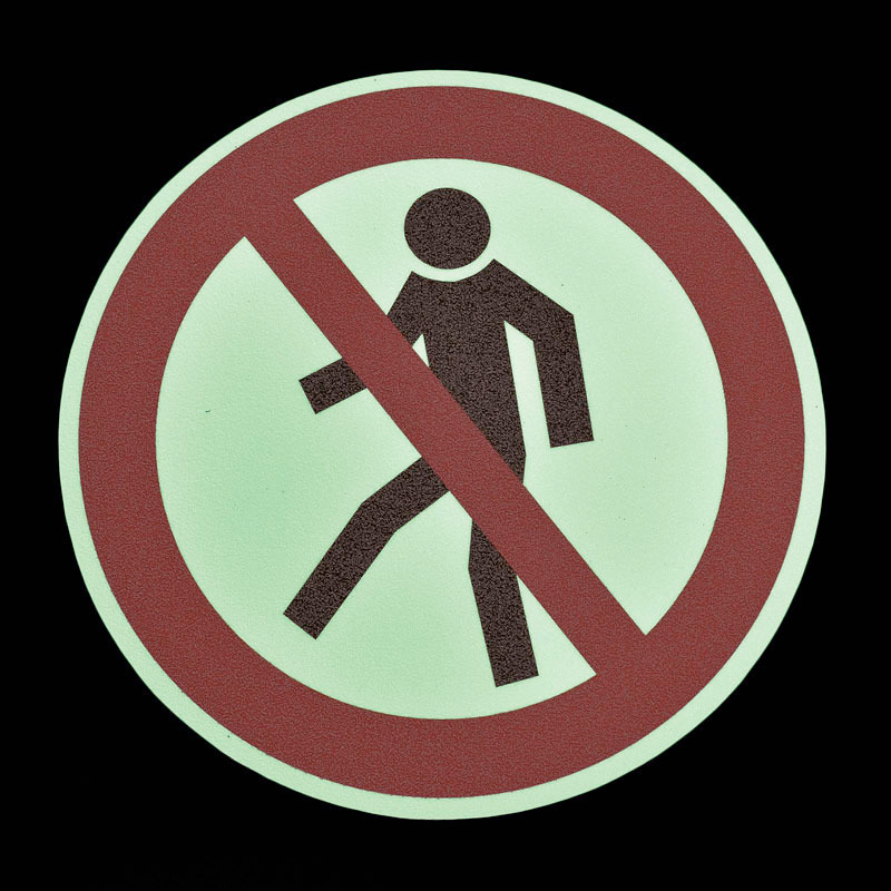 m2-Antirutschbelag™, Bodenmarkierungssymbol, nachleuchtend, "Fußgänger verboten", Kreis 400 mm - 1