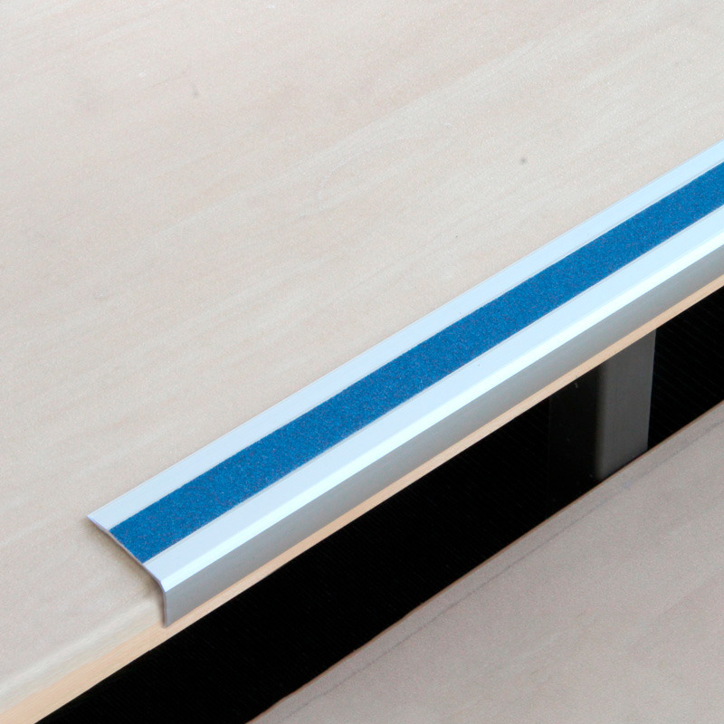 Skridsikker trappeprofil, aluminium m2, Universal, blå, B 1000 mm, materialetykkelse 4 mm