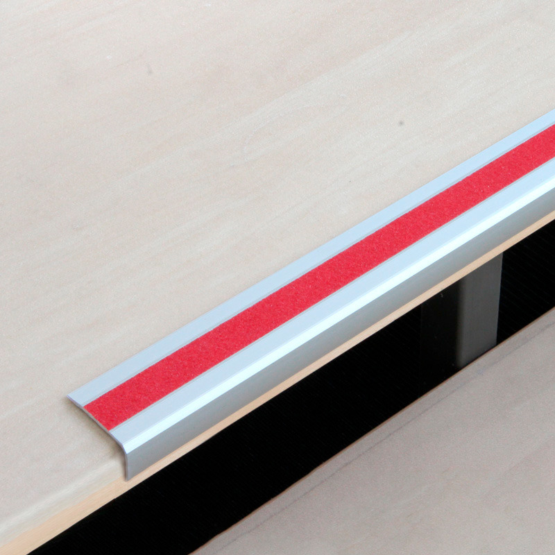 Perfil de borde de peldaño antideslizante, aluminio m2 Universal rojo, ancho 1000 mm, grosor 3 mm - 1