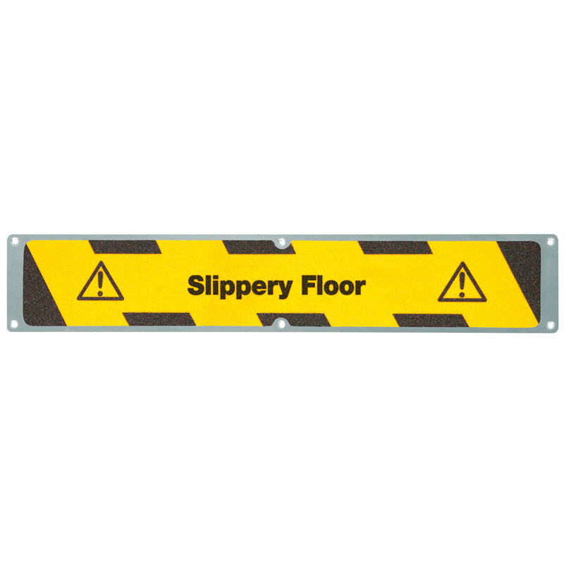 Protišmyková lišta, hliník, m2, nápis Slippery Floor, 635 x 114 mm - 1