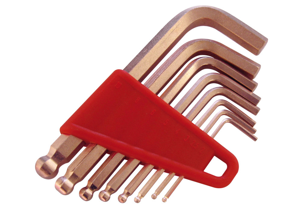 6-kant stiftnøgle-sæt med kuglehoved, 1,5-10 mm, kobber-beryllium, gnistfri, til Ex-zoner - 1