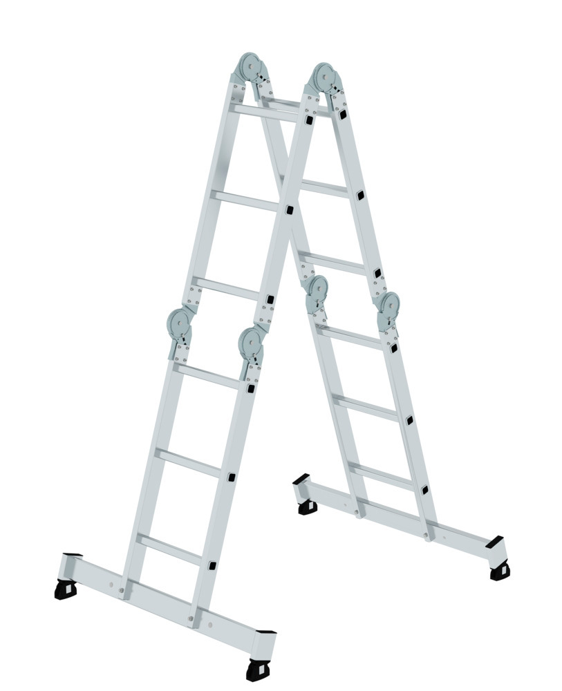 Vielzweckleiter aus Aluminium, mit nivello®-Traverse, mehrfach verwendbar, 4 x 3 Sprossen - 5