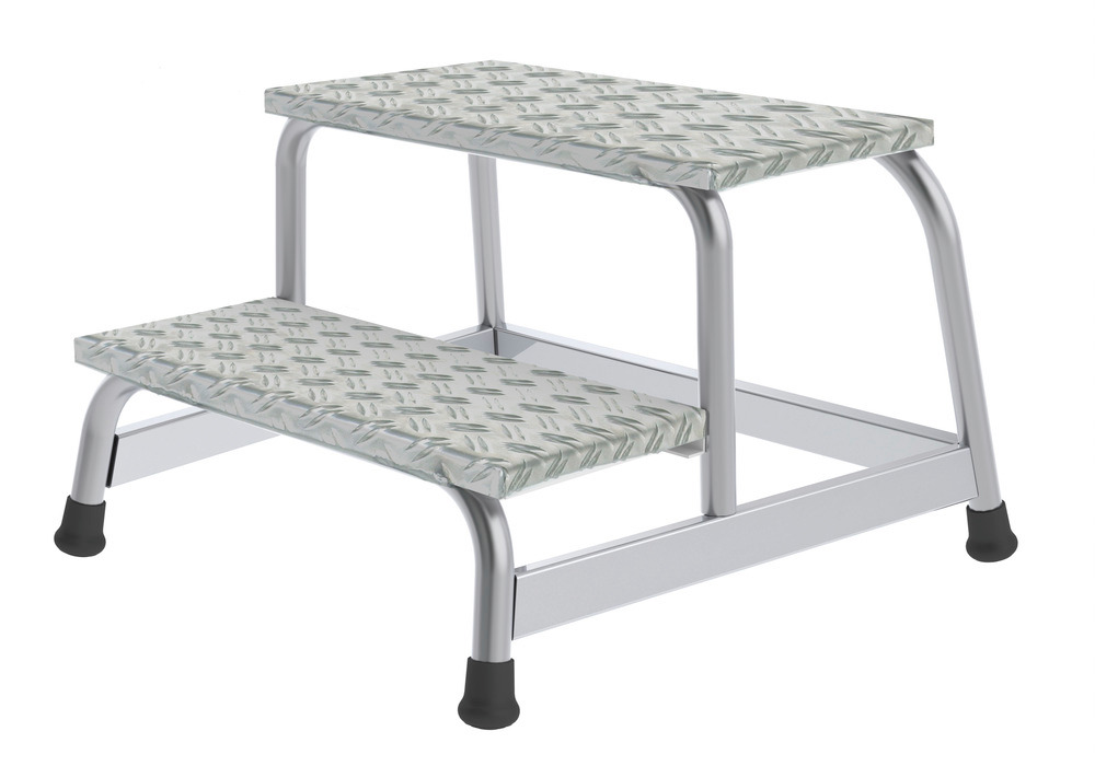 Arbeitsplattform aus Aluminium, starr, 2 Stufen, mit rutschfesten Kunststoffschuhen - 2
