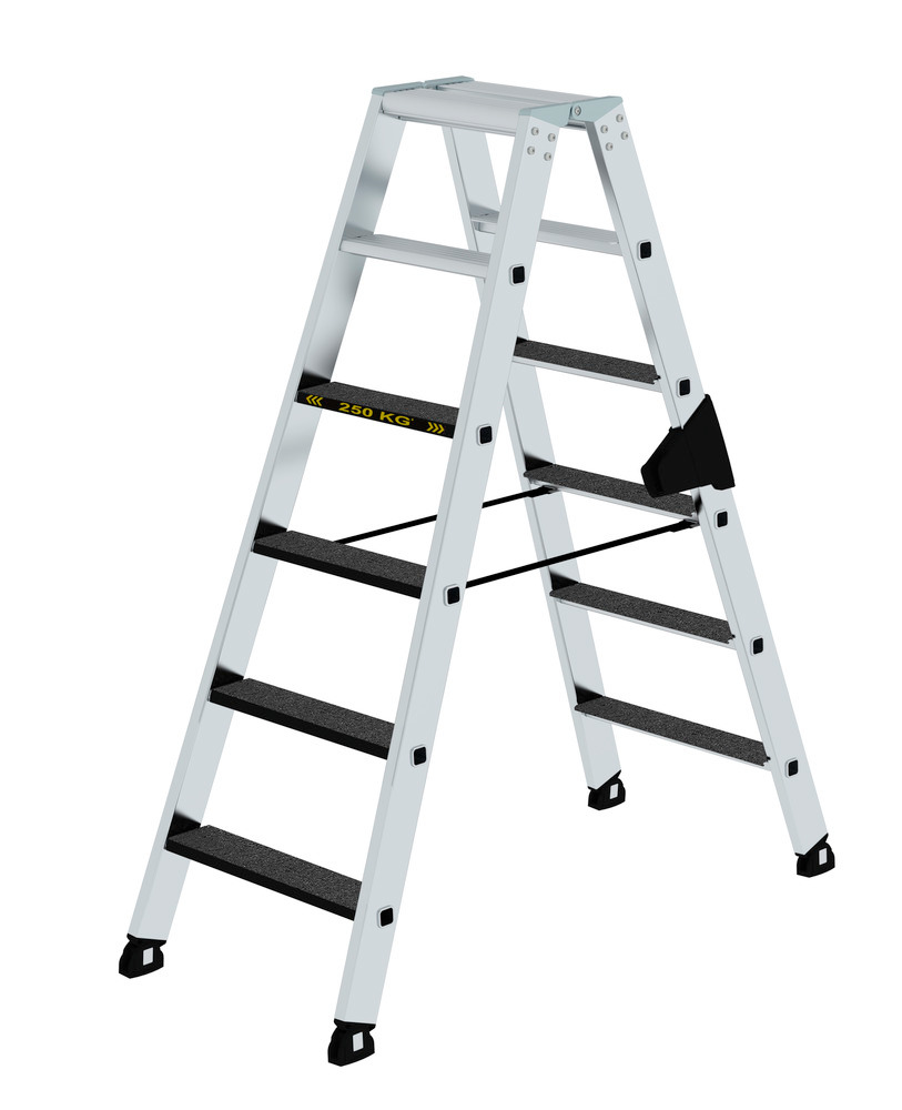 Schodový stojatý rebrík z hliníka, zaťaženie do 250 kg, odolnosť proti šmyku R 13, 2 x 6 schod. - 1