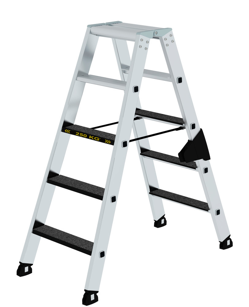 Schodový stojatý rebrík z hliníka, zaťaženie do 250 kg, odolnosť proti šmyku R 13, 2 x 5 schod. - 1