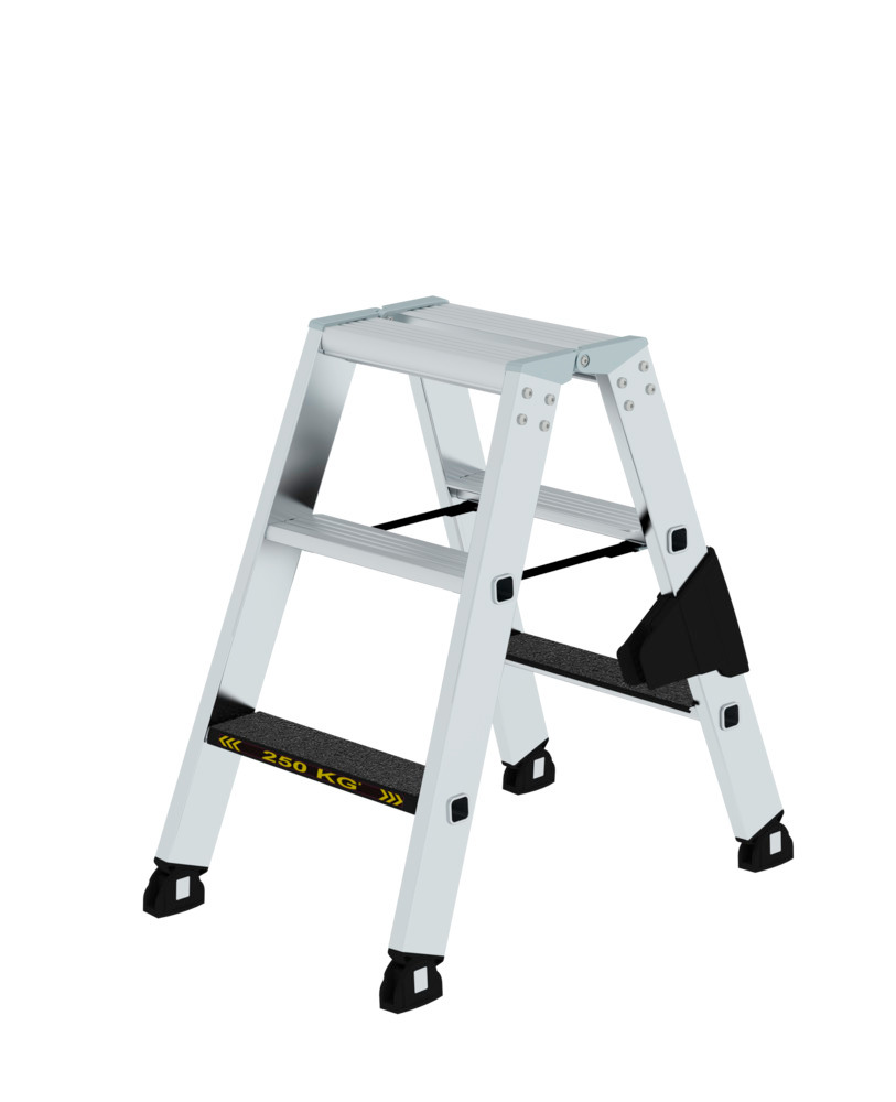 Schodový stojatý rebrík z hliníka, zaťaženie do 250 kg, odolnosť proti šmyku R 13, 2 x 3 schod. - 1
