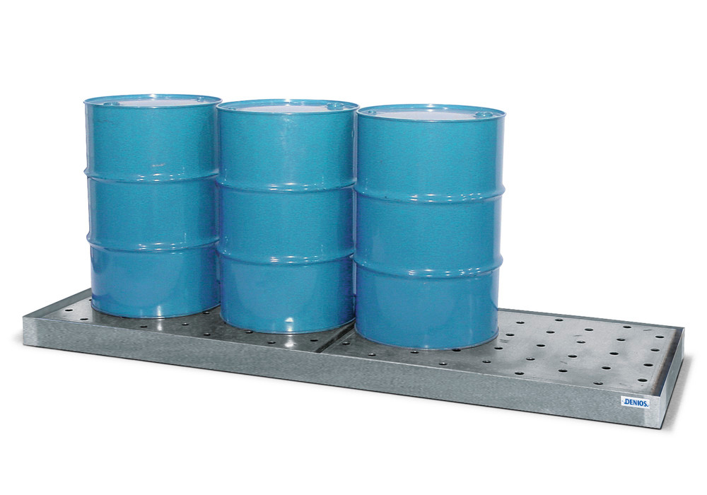 Spill Sump - 4 Drum Inline Capacity - With Platform - Galvanized Steel - Secure Storage - 1