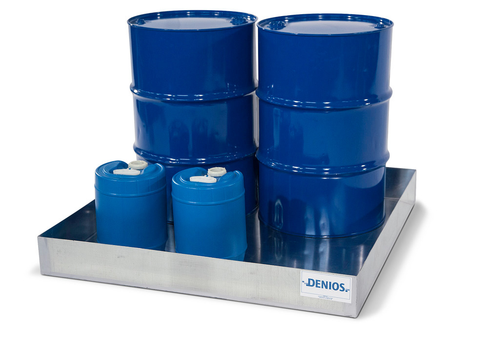 Spill Sump - 4 Drum Capacity - No Platform - Galvanized Steel - Secure Storage - 1