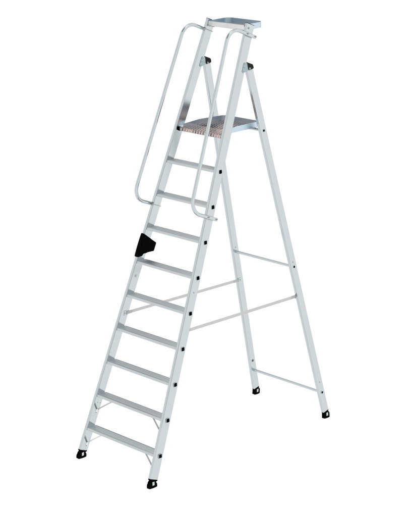 Stufenstehleiter aus Aluminium, 10 Stufen, mit nivello®-Leiterschuhe und ergo-pad® Griffzone - 1
