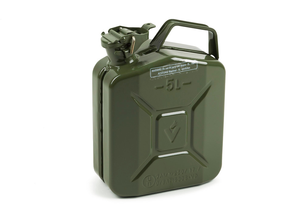 Fuel canister in steel, 5 litre volume, with UN approval